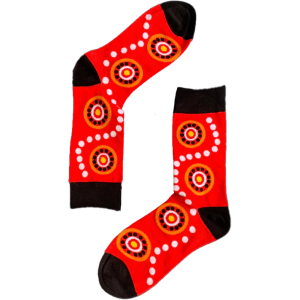Socks, Aboriginal Dot Art - Red