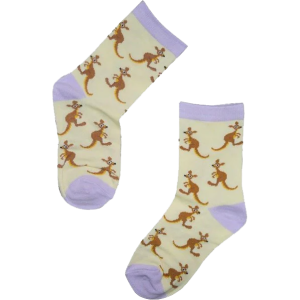 Socks, Kid's, Kanga - Cream and Lilac